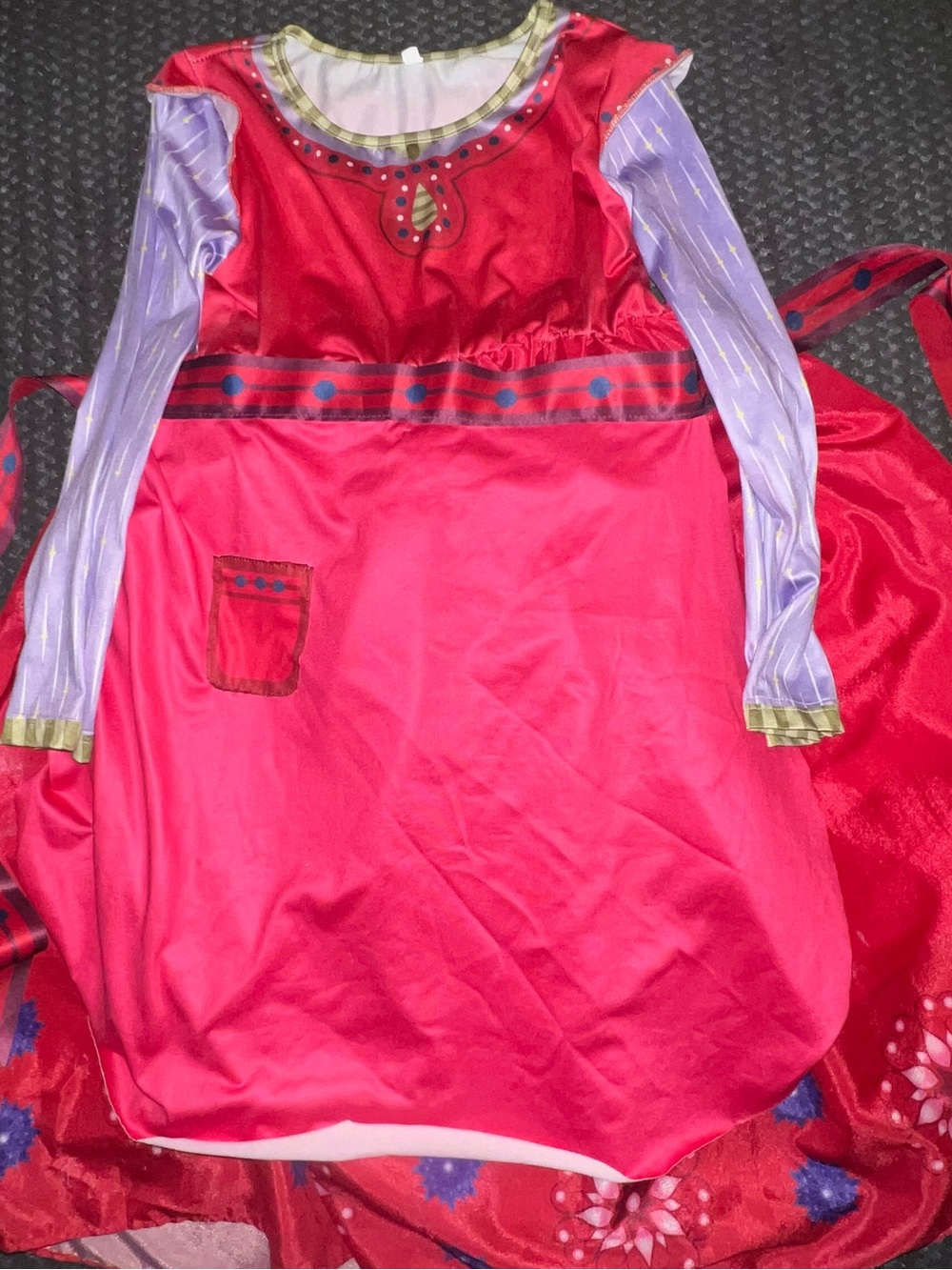 Girls Pink and Red Character Dress with Lavender Sleeves